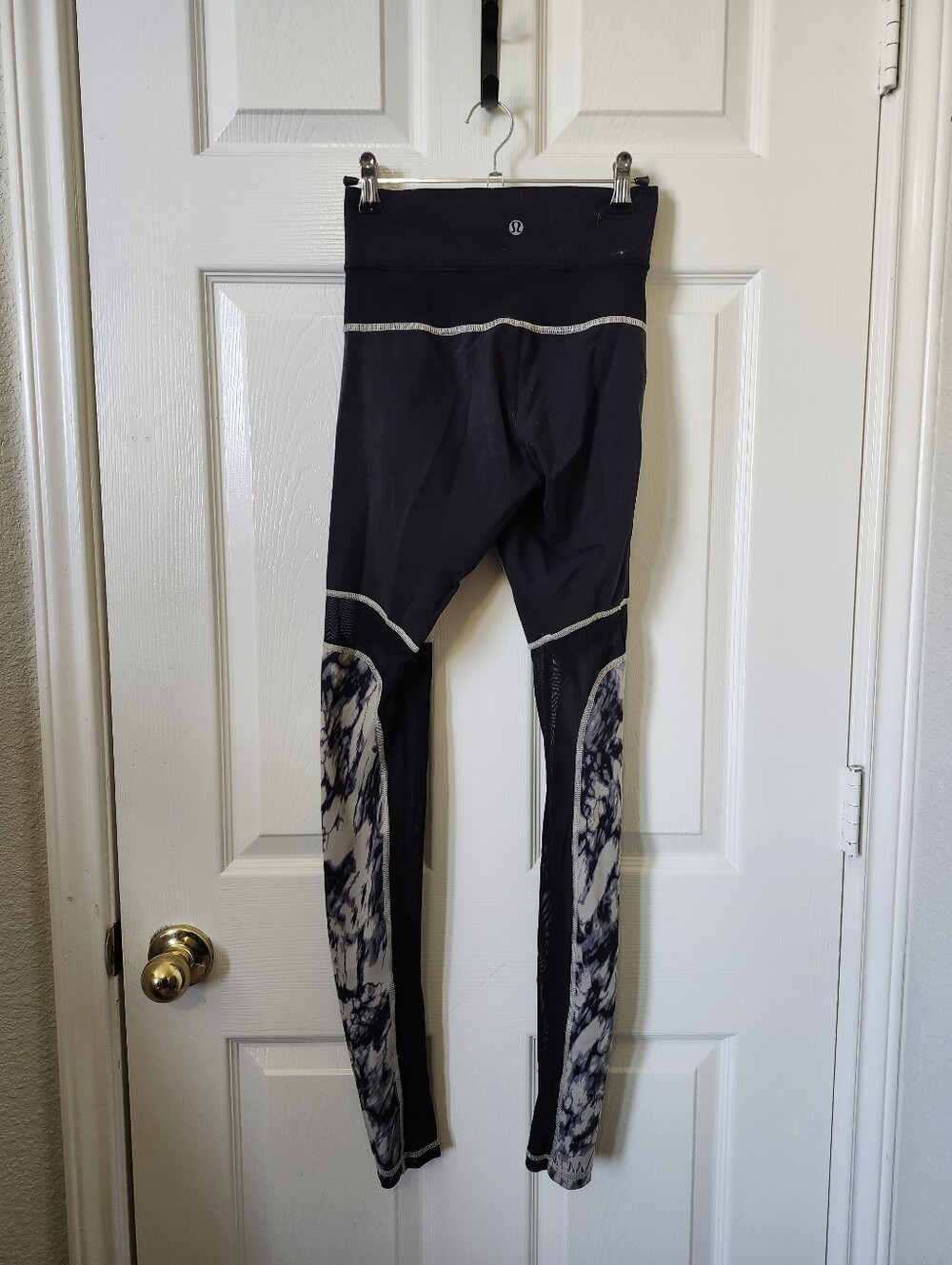 lululemon athletica Black Leggings with Marble Print Panels